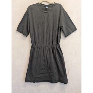 Old Navy Womens Medium Tall Gray Cotton Short Sleeve Elastic Waist T Shirt Dress
